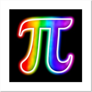 Glowing Rainbow Pi Symbol Posters and Art